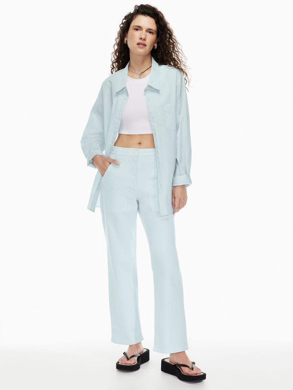 Aritzia Wilfred Free Pale Blue Modern Utility Pants